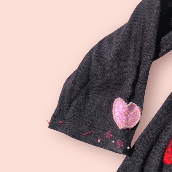 Vintage Jack B. Quick Love Black Multi Colored 3/4 Sleeve Cardigan - Picture 6 of 6